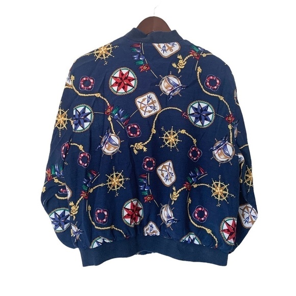 VINTAGE | Women’s Navy Nautical Bomber Windbreaker Zip Up Jacket | Size XL - Picture 3 of 16